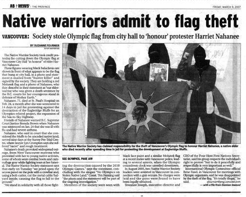 Native Warriors Take Olympic Flag