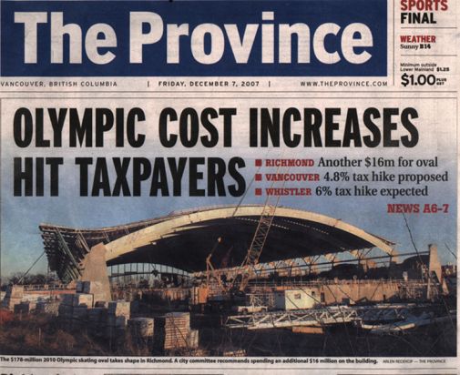 Olympic venue costs continue to rise