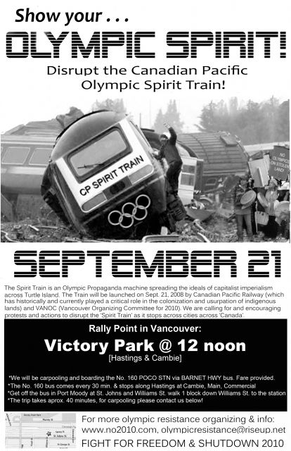 Disrupt CP's 'Spirit Train' Sunday Sept. 21, 2008