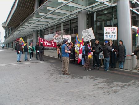 Protestors Chanting Outside the Convention Centre
