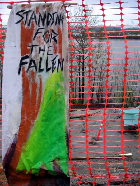 Standing for the fallen. South Fraser Protection Camp. Photo: Sandra Cuffe