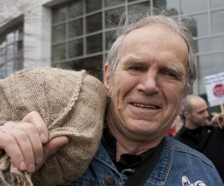 Former MLA Harold Steves takes direct action for climate justice. Photo: Erin Empey