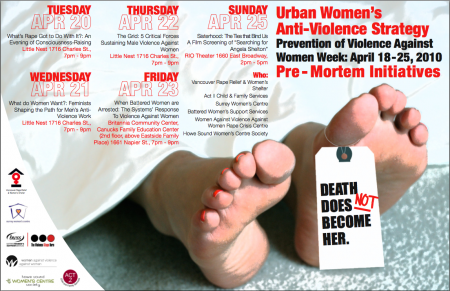 Urban Women's Anti-violence Strategy Poster of Events