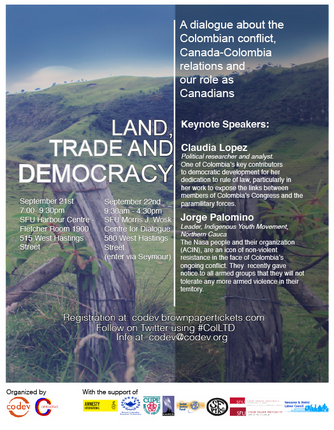 Land, Trade and Democracy Conference in Vancouver this Weekend