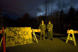 Protecting our moose': Tahltan blockaders at Eight Mile. Photo: Paul Colangelo