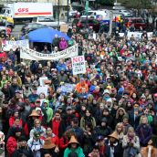 The crowd grew, despite the rain. Vancouver, March 26, 2012. Photo: Sandra Cuffe