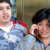 Jose`s wife Ivania and son Jose call with the good news from outside federal court