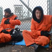 Greenpeace pipeline protesters chained to the Kinder Morgan entrance