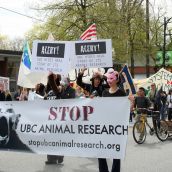 Stop UBC Animal Research. Vancouver, April 22, 2012. Photo: Sandra Cuffe