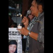 Carol Martin at Vancouver Police Station rally