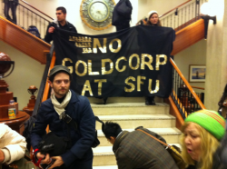 Activists take the stairway in todays demo