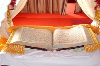 The Guru Granth Sahib Ji ( the holy scripture of the Sikhs) The Sikhs consider the Guru Granth Sahib as their living Guru and treat it with the utmost respect and reverence. The central theme of the Guru Granth Sahib Ji revolves around  equality and oneness of society regardless of  cast, color, creed, religion, socioeconomic status.   