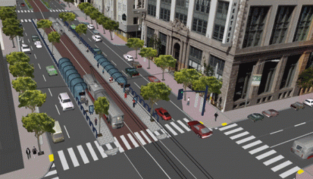 Proposed electric BRT station in San Francisco