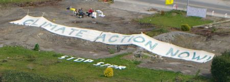 Massive “Climate Action Now” Banner unfurled