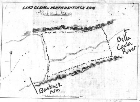 The Bentinck Arm Company's land claim along the mouth of the Bella Coola River.