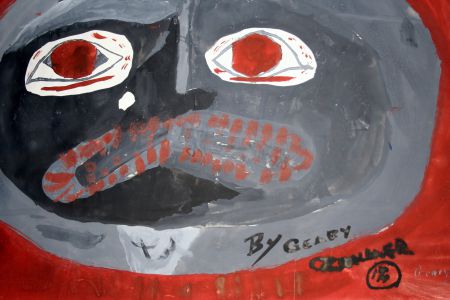 Painting by 12-year-old Geary while attending the Port Alberni Residential School, on display at the TRC regional event in Victoria in April 2012. The art teacher at the time saved much of the students' artwork, and projects are underway to reunite artwork with former students.