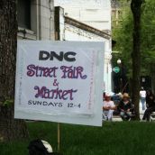 Sign made by the DNC Street Market & Fair Committee