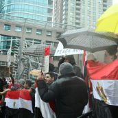 "Free, free, free Egypt," chant demonstrators at a Vancouver rally on January 29th. Photo: Sandra Cuffe