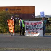 Anti-Israeli Apartheid Protest at Delta Docks