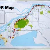 South Fraser Perimeter Road (SFPR) map posted at contractors' worksite