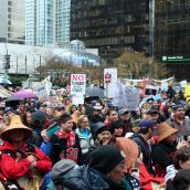 Hundreds of people filled the Vancouver Art Gallery grounds. Vancouver, March 26, 2012. Photo: Sandra Cuffe
