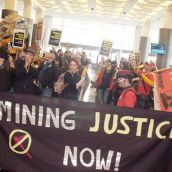 Mining justice rally enters the convention centre