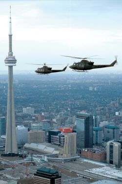 Griffon military helicopters patrol skies over Toronto (photo: helicoptersmagazine.com)