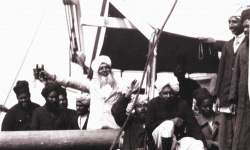 Passengers on board the Komagata Maru in a jubilant mood after arriving in Vancouver.  The jubilation turned sour after the racist treatment by concerned Canadian authorities.