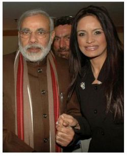 Ruby Dhalla,hand in hand with Narindra Modi, the man standing accused of allowing the genocide of muslims in Gujarat under his leadership. 